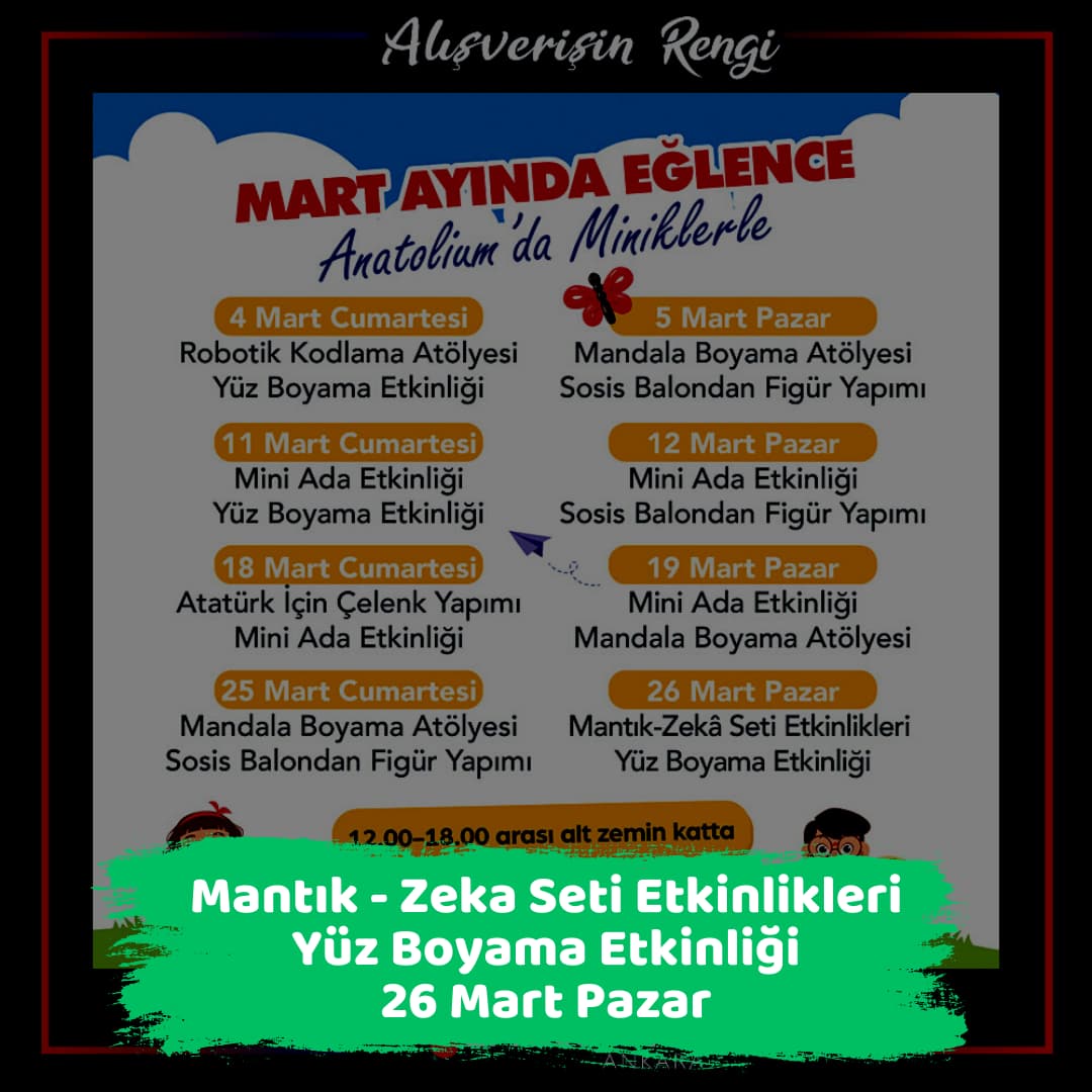 anatolium avm 26 mart pazar