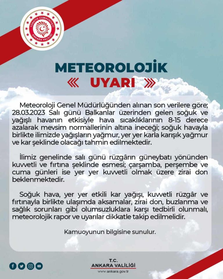 Ankarada Kar ve Don Geri Döndü ! - 28 Mart 2023 3 ankara valiligi 28 mart 1