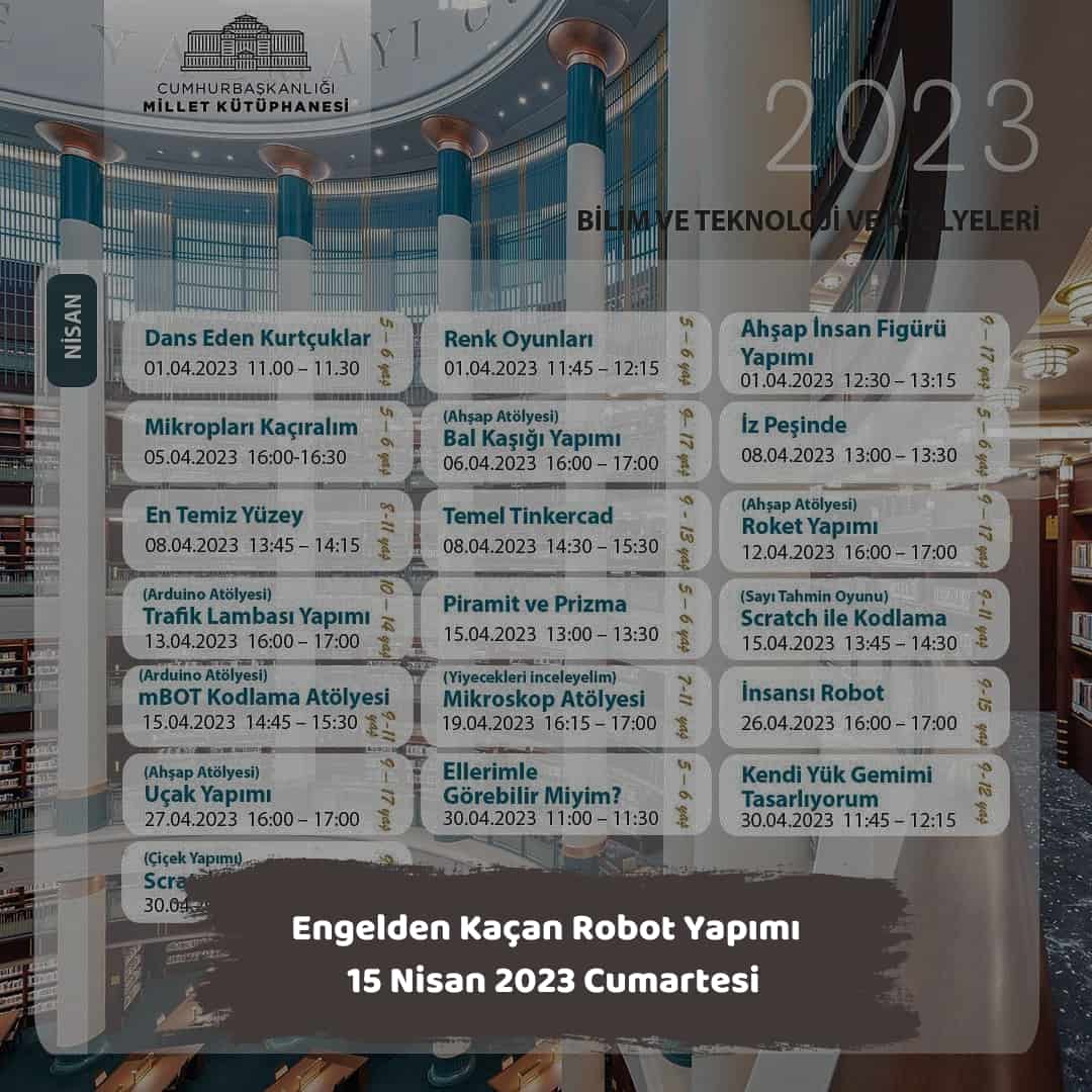 millet kutuphanesi 15 nisan mBOT Kodlama Atolyesi Engelden Kacan Robot Yapimi