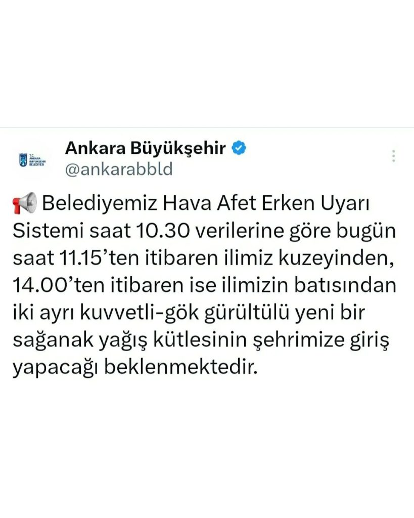 Ankara Büyükşehir Belediyesinden Yağış ve Sel Uyarısı 2 1