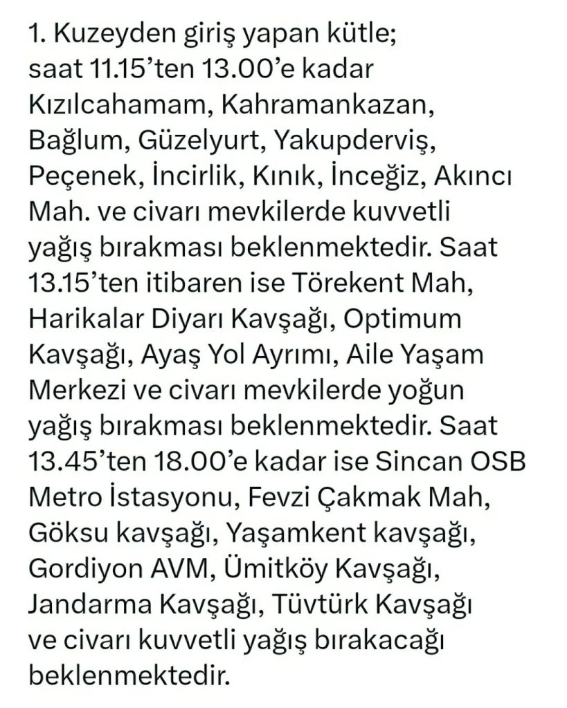 Ankara Büyükşehir Belediyesinden Yağış ve Sel Uyarısı 3 2