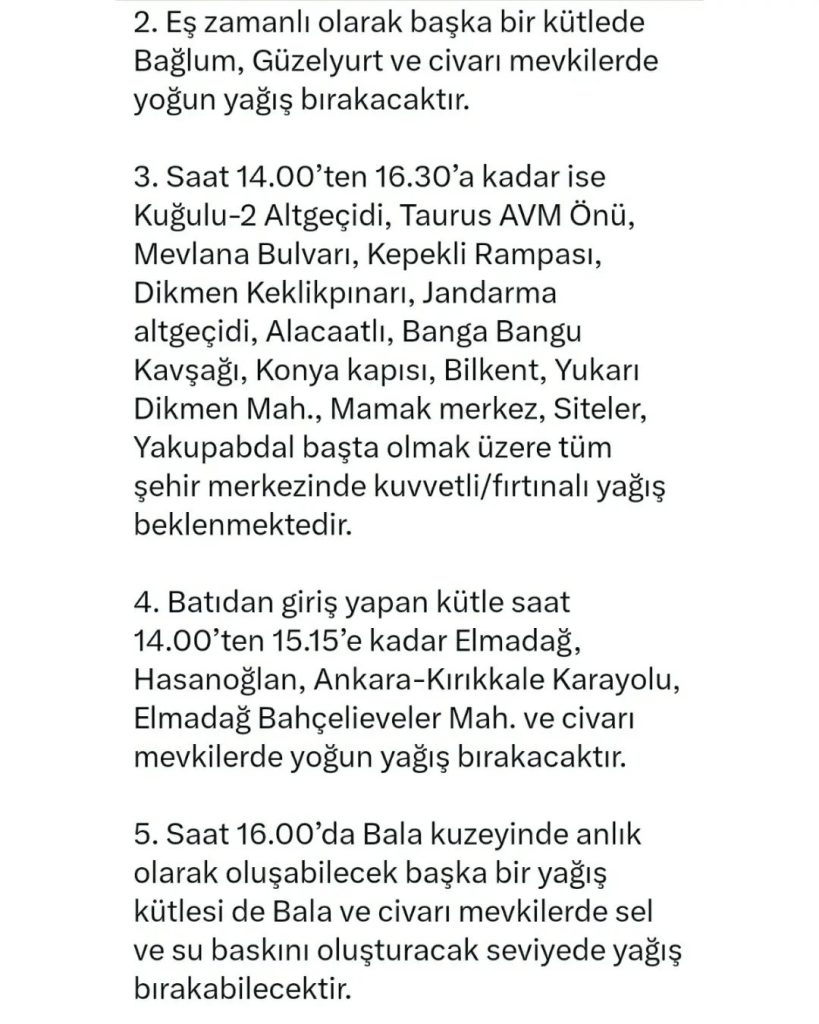 Ankara Büyükşehir Belediyesinden Yağış ve Sel Uyarısı 4 3
