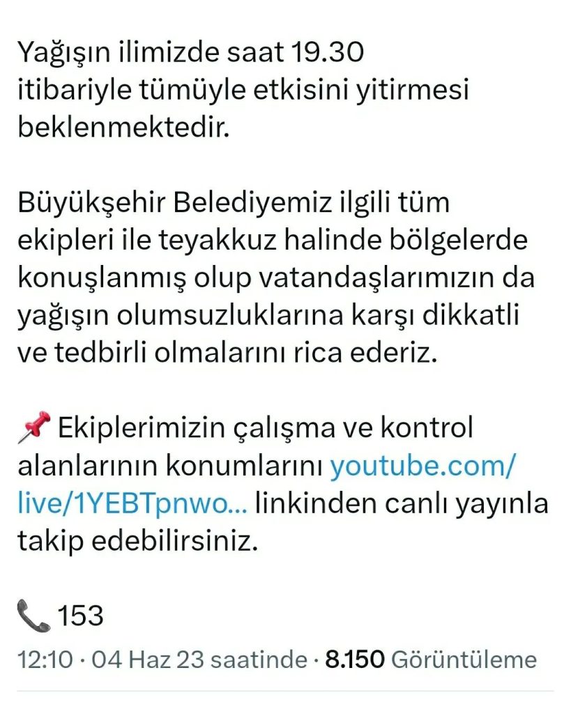 Ankara Büyükşehir Belediyesinden Yağış ve Sel Uyarısı 5 4