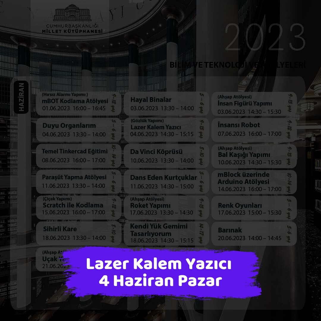 millet kutuphanesi 4 haziran Lazer Kalem Yazici