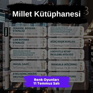 Keçiören Belediyesi Yaz Okulu Çocuk Atölyeleri 4 millet kutuphanesi 11 temmuz Renk Oyunlari