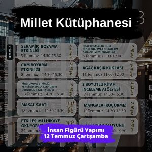 Keçiören Belediyesi Yaz Okulu Çocuk Atölyeleri 6 millet kutuphanesi 12 temmuz insan figuru yapimi