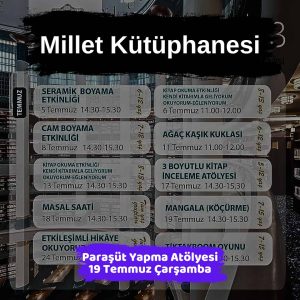 Ankara'da 16 Temmuz Trafiğe Kapalı Olacak Yollar 9 millet kutuphanesi 19 temmuz Parasut Yapma Atolyesi