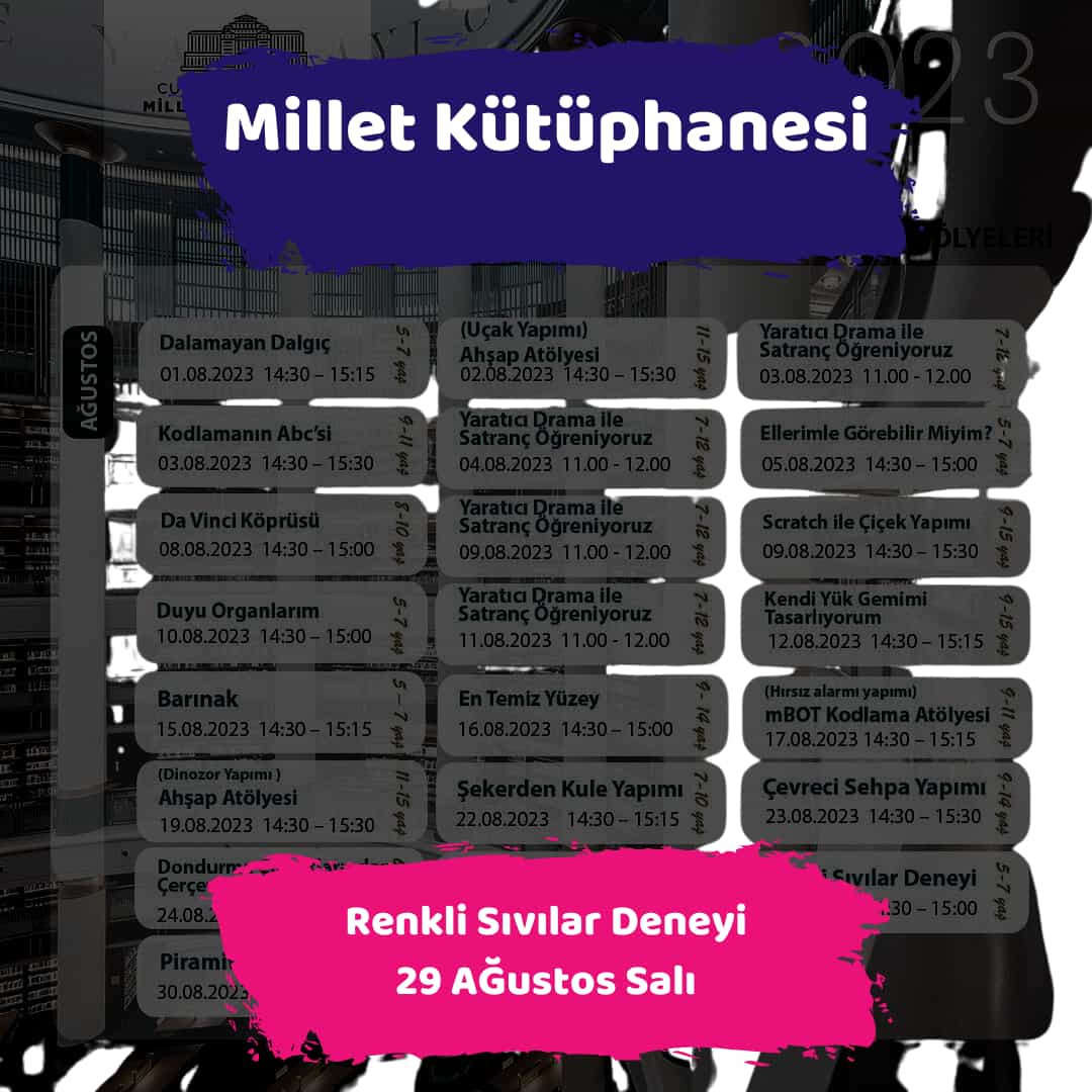 Millet Kutuphanesi 29 agustos Renkli Sivilar Deneyi