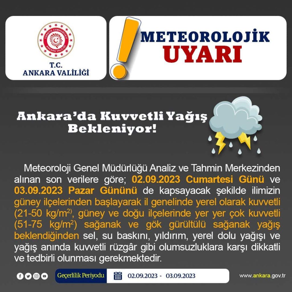 Ankara Valiliğinden Cumartesi ve Pazar için Yağış Ve Sel Uyarısı 1 F5A90G5WwAAxUOH 1