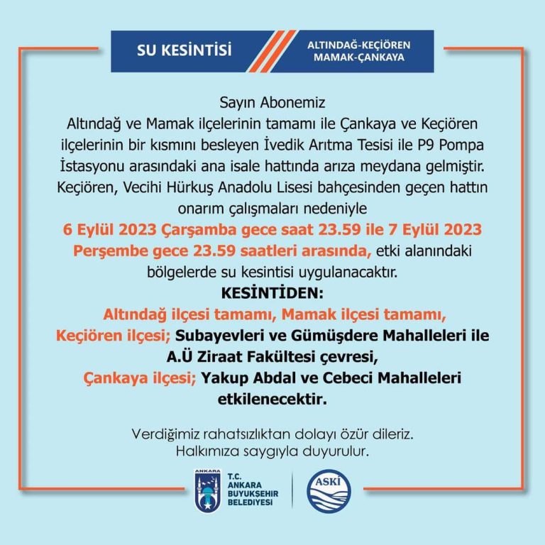 Askiden 24 Saatlik Su Kesintisi Uyarısı ! 2 aski su kesintisi 1