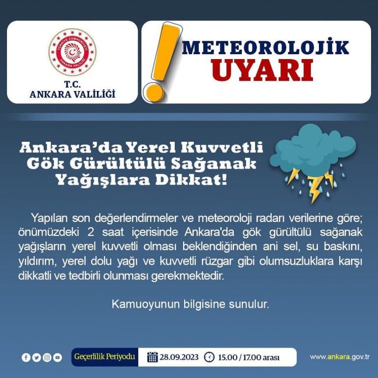 Ankara Valiliğinden Bugün için Gökgürültülü Yağış Ve Sel Uyarısı ! 2 tcankaravaliligi 384381919 692266349105869 2764332528738641960 n 1 1