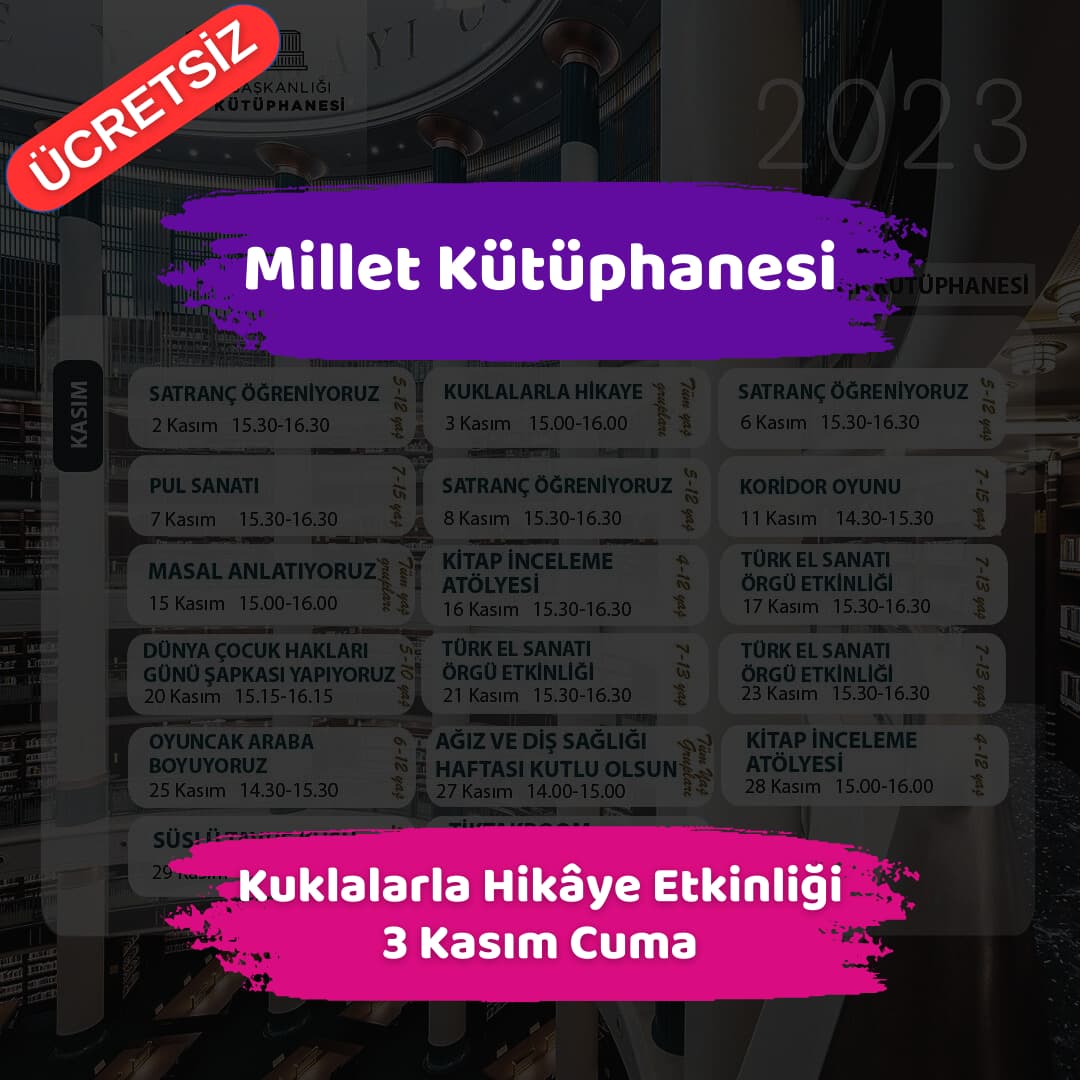 millet kutuphanesi 3 kasim Kuklalarla Hikaye Etkinligi