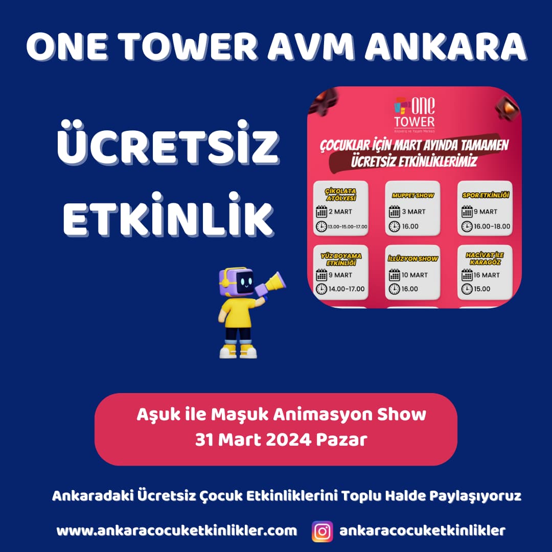 one tower avm 31 mart Asuk ile Masuk Animasyon Show