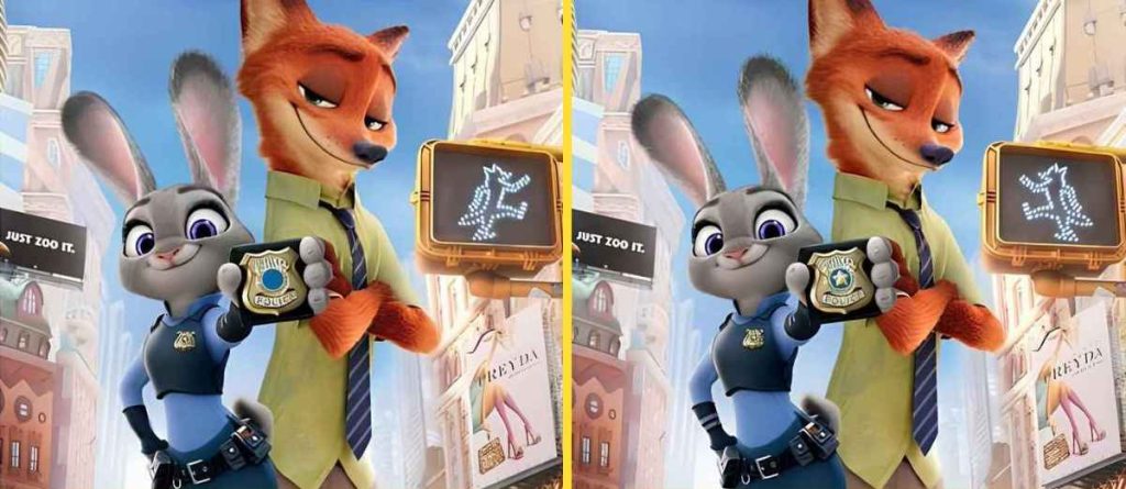12 Saniyede Tavşan ve Tilki Resimleri Arasındaki 3 Farkı Bulun! 1 zootopia 3 fark 2 1