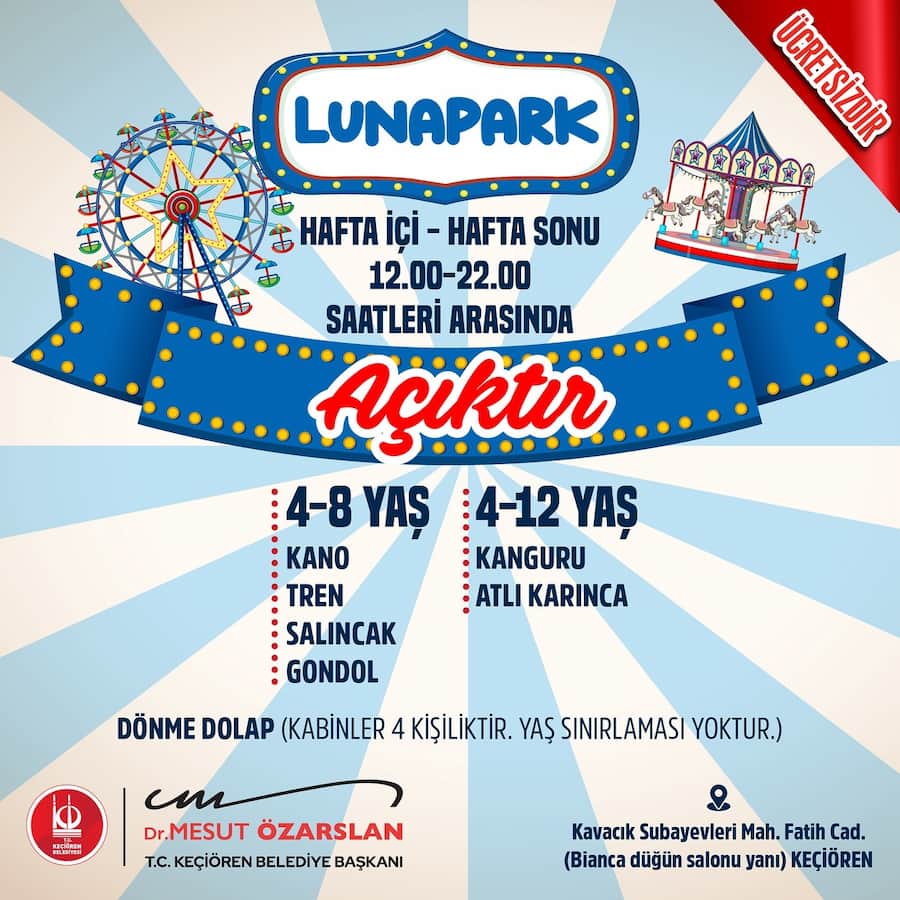 Çocuklar için Yaz Okulları - Etkinlikleri 2024 5 kecioren belediyesi ucretsiz lunapark 1