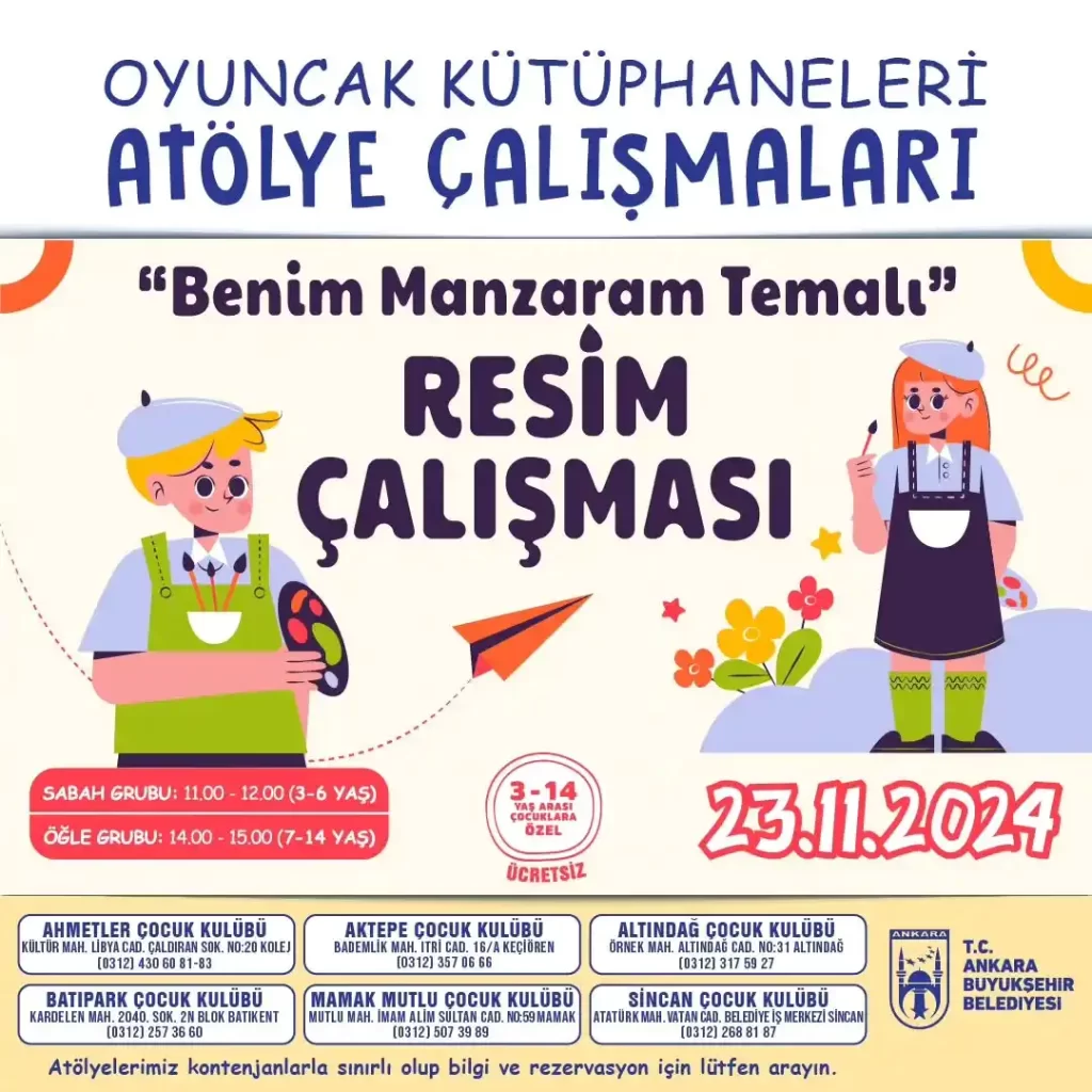 Ücretsiz - "Benim Manzaram Temalı" Resim Çalışması – 23 Kasım 1 ankara bbld