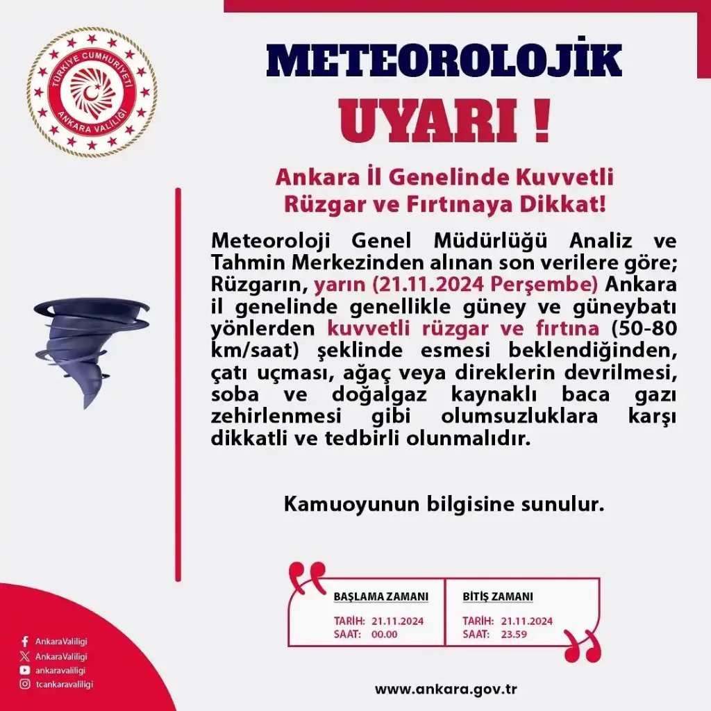 Ankara’da Kuvvetli Rüzgar ve Fırtına Uyarısı – 21 Kasım 2024 2 ankara valiligi firtina