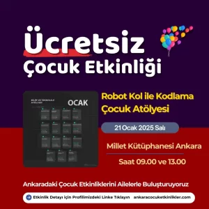 milllet kutuphanesi 21 ocak Robot Kol ile Kodlama