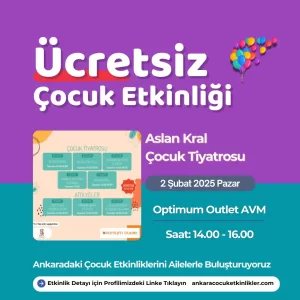 Ankara Ara Tatil Ücretsiz Çocuk Etkinlikleri Rehberi 2025 1 optimum outlet avm 2 subat Aslan Kral
