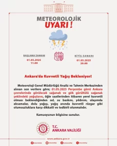 Ankara’da 1 Mayıs’ta Kuvvetli Yağış Uyarısı 1 ankarada kuvvetli yagis uyarisi