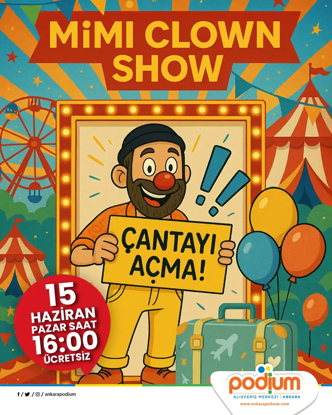 podium avm 15 haziran mimi clown show