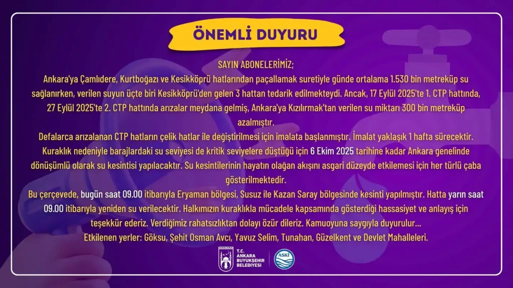 Ankara Su Kesintisi (29-30 Eylül 2025): İlçe İlçe Detaylı Liste ve Saatleri 2 askibaskentankara 1759157415 3732405381977914033 10672593762