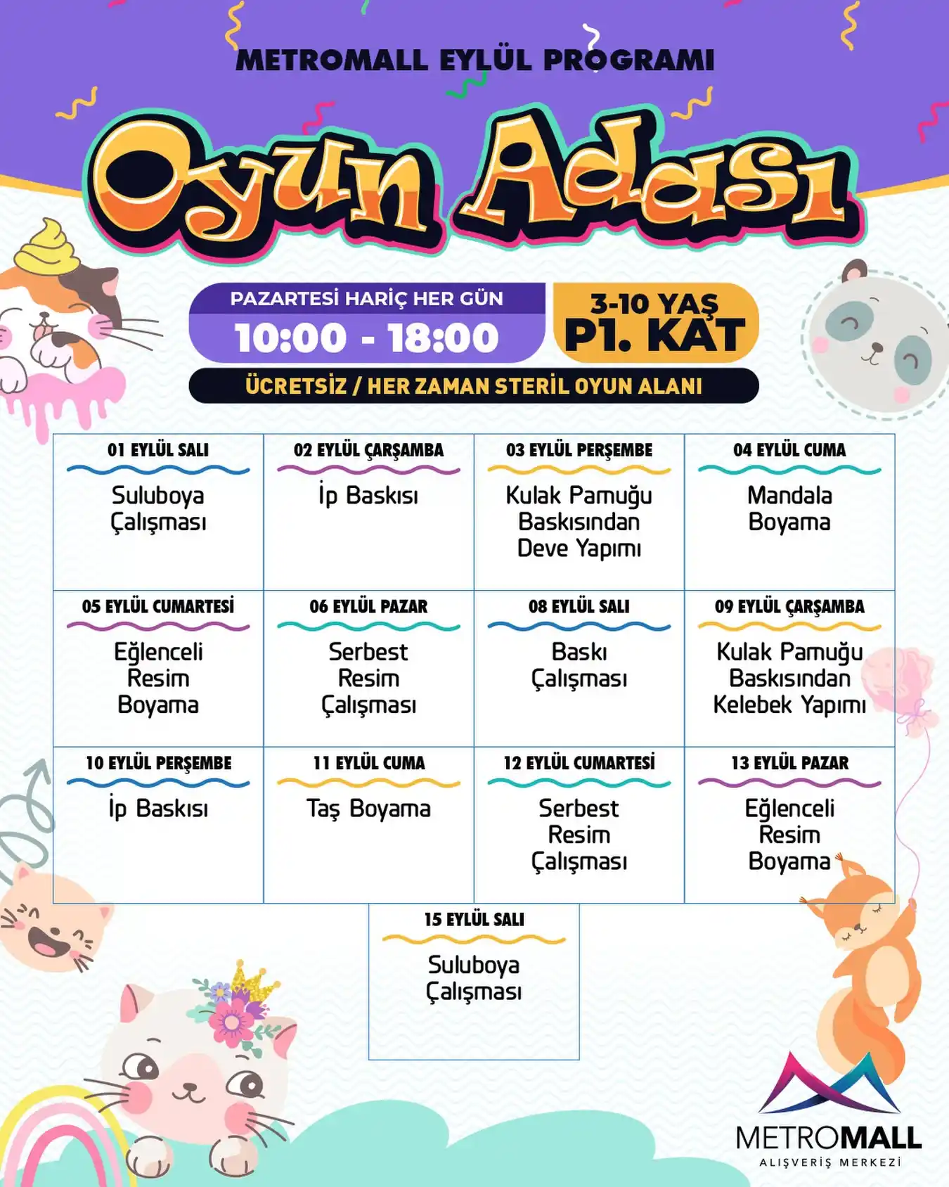 metromall avm eylul ayi etkinlikleri